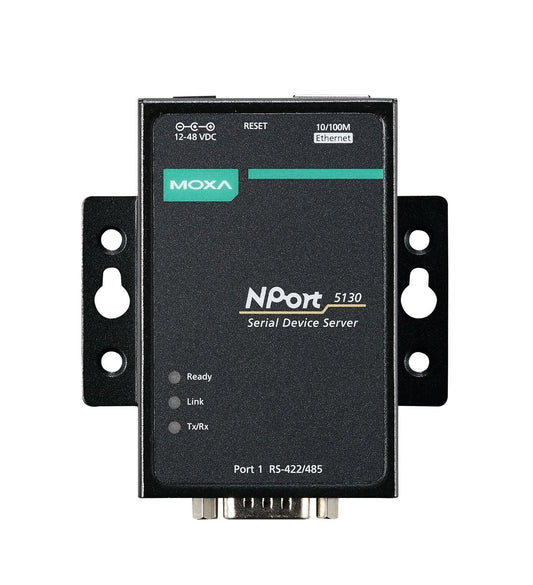 Moxa NPort 5130 Serial Device Server | 1-Port RS-422/485, 10/100 Ethernet, DB9 Male