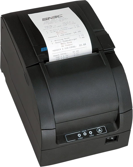 SNBC 132361 Model BTP-M300A Impact Receipt Printer, Black; with Cutter, Internal Power Supply (Compatible with Popular POS Software Applications)