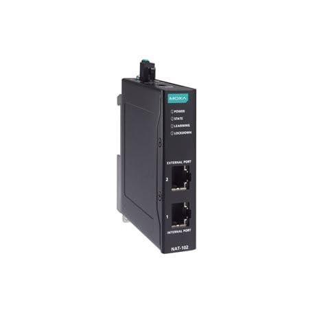 Moxa NAT-102 Industrial NAT Device | 2-Port, -10 to 60°C Operating Temperature
