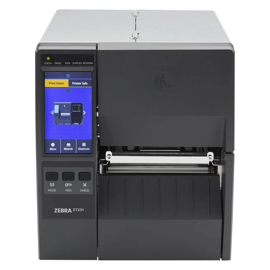 Zebra, ZT231 Industrial Thermal Transfer Printer | 300 dpi, 4" Print Width, Touch Display, Tear Bar, USB/Ethernet/Serial/Bluetooth (ZT23143-T01000FZ)