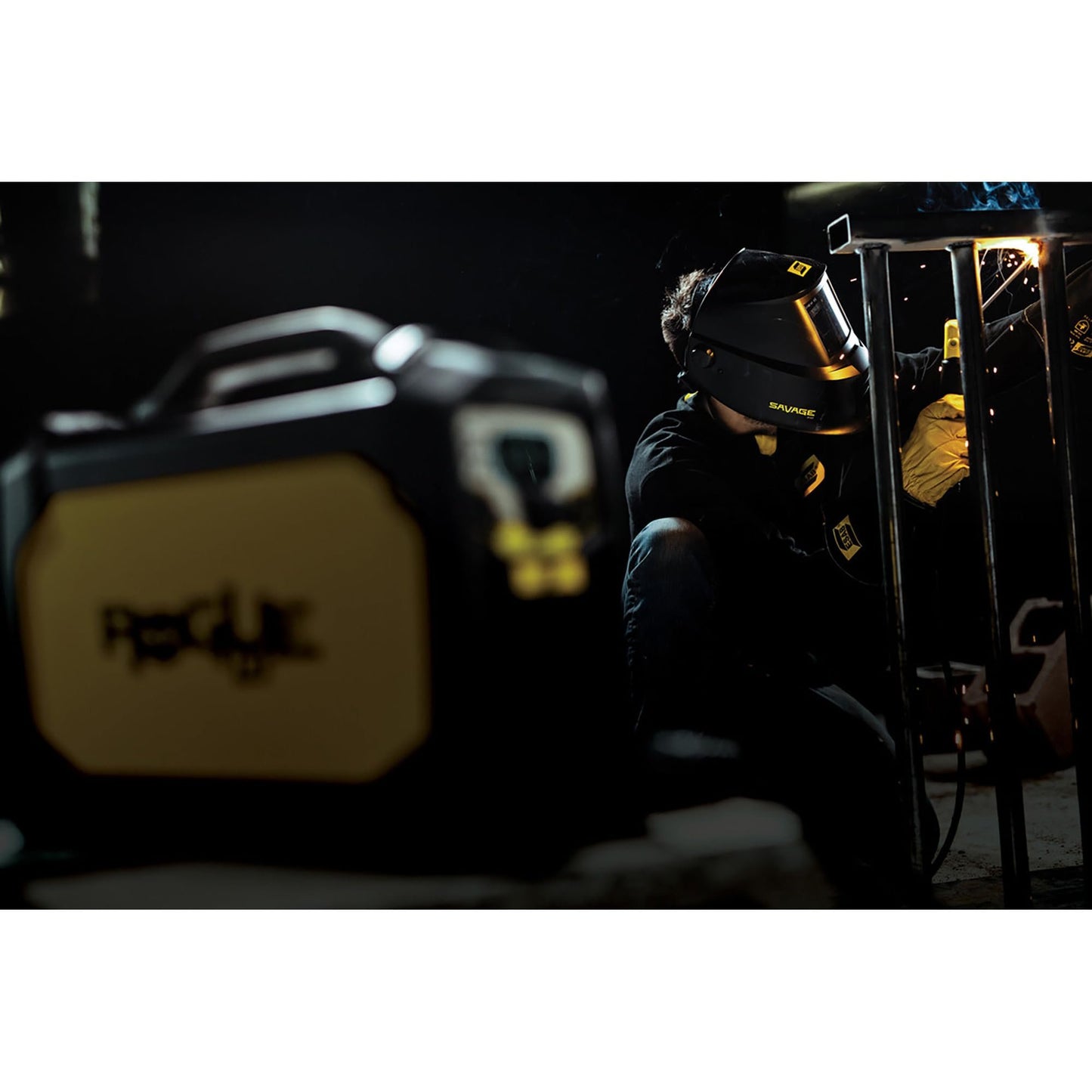 ESAB 0700000490 SAVAGE A40 Black Auto-Darkening Welding Helmet | External Shade Adjustment, Four Arc Sensor Auto Darkening, 3.93" x 1.96" True Color Viewing Lens, Sensitivity/Delay Control