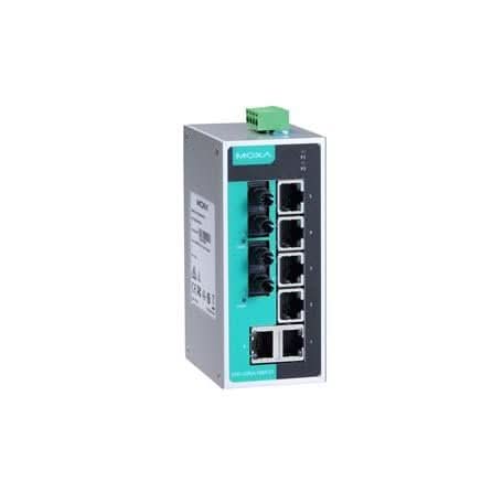 MOXA EDS-208A-MM-ST Unmanaged Ethernet Switch with 6 x 10/100BaseTX Ports, and 2 x 100BaseFX Multi-Mode Ports with ST connectors -10 to60°C