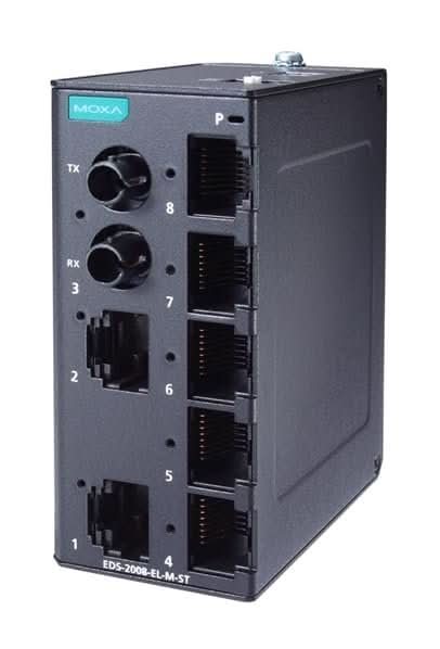 MOXA EDS-2008-EL Unmanaged Ethernet Switch | 8x 10/100BaseTX, Metal Housing, -10 to 60°C