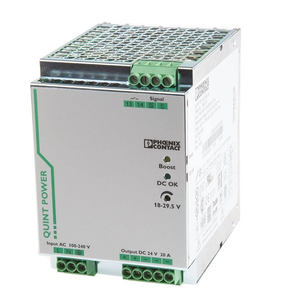 PHOENIX CONTACT 2866776 QUINT-PS/1AC/24DC/20 | 24V DC 20A 480W DIN-Rail Power Supply, 1-Phase Industrial PSU