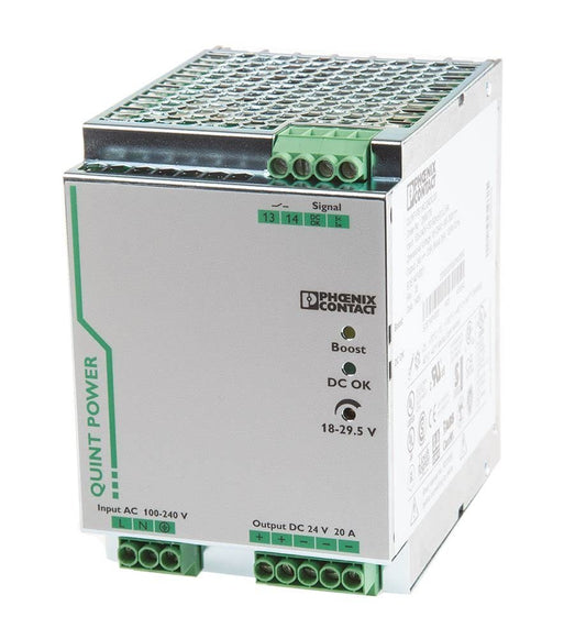 Phoenix Contact QUINT-PS/1AC/24DC/20 DIN Rail Power Supply 24Vdc 20A 480W, 1-Phase