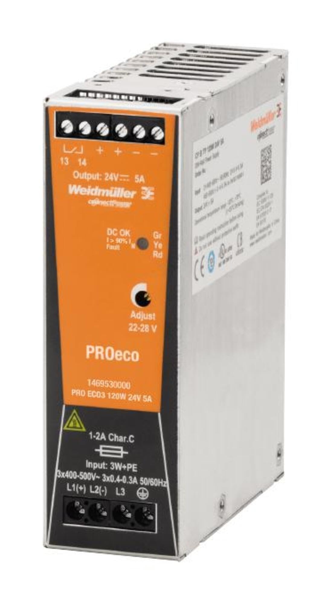 Weidmuller Power Supply, Ac-Dc, 24V, 5A - 1469530000