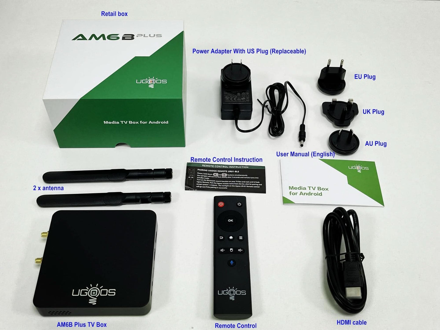 Ugoos AM6B Plus Android TV Box | Amlogic S922X-J, 4GB/32GB, WiFi6, USB 3.0, BT5.0, 4K HDR