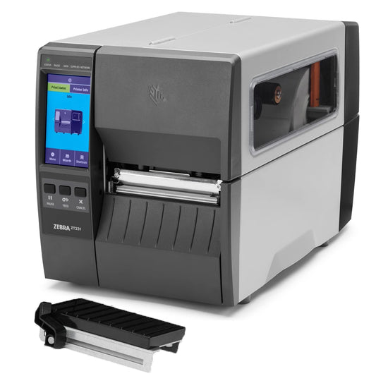 Zebra, ZT231 Industrial Thermal Transfer Printer | 300 dpi, 4" Print Width, Touch Display, Tear Bar, USB/Ethernet/Serial/Bluetooth (ZT23143-T01000FZ)