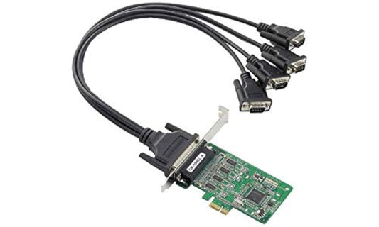 MOXA CP-104EL-A-DB9M 4 Port PCIe Board |w/ DB9M Cable, RS-232, Low Profile