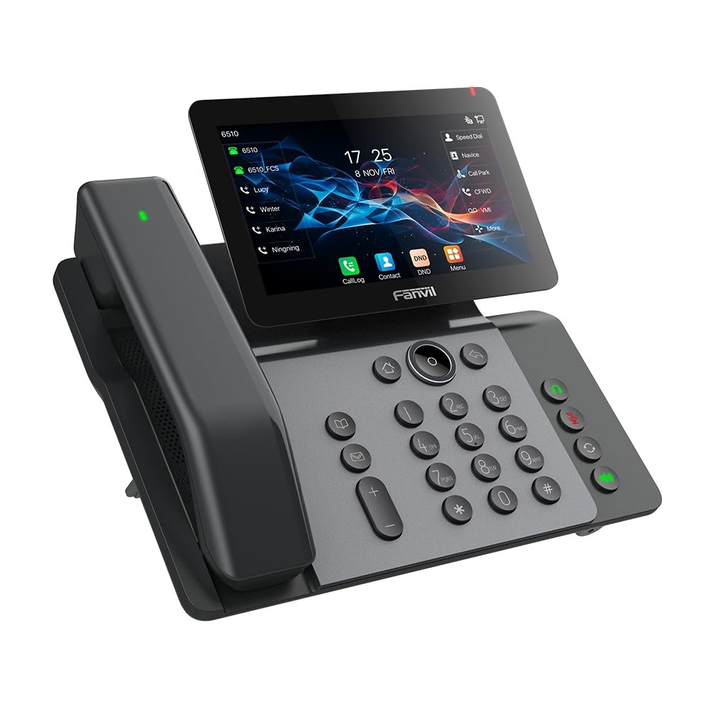 Fanvil V66-Pro Premium IP Phone 7-inch Adjustable Touch Screen, 20 SIP Lines Built-in 2.4G/5G Wi-Fi (Wi-Fi 6) and Wireless Bluetooth handset