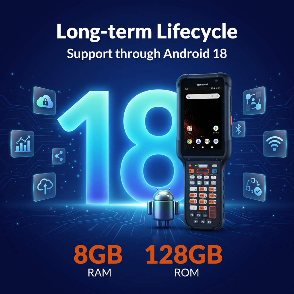Honeywell CK67 mobile computer with Android 18 support, 8GB RAM, 128GB ROM