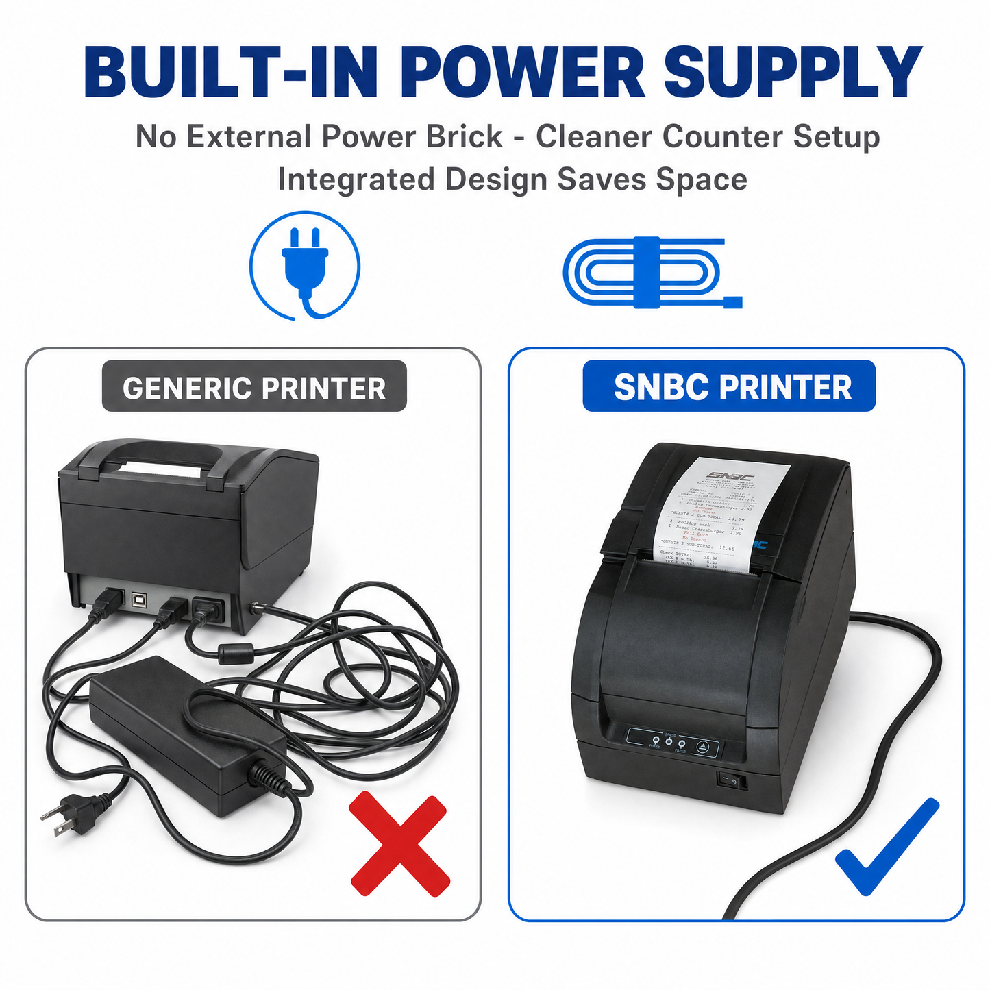 SNBC M300 9-Pin Impact Receipt Printer with Auto-Cutter for POS & Kitchen Applications