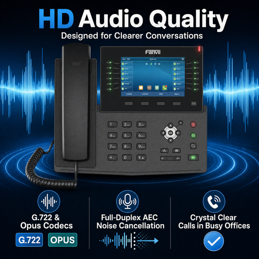 Fanvil X7C Enterprise IP Phone with 5-Inch Color Display, 20 SIP Lines and 60 DSS Keys