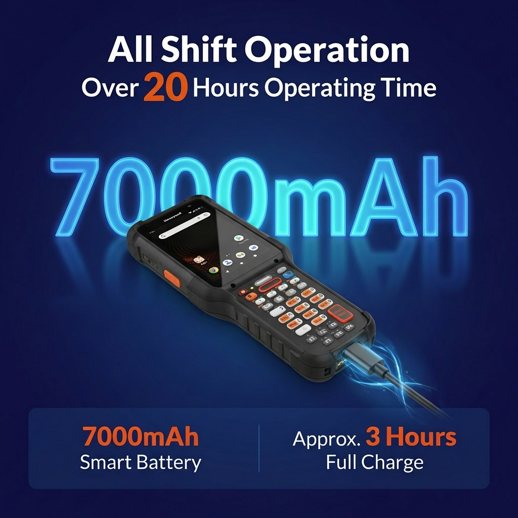 Honeywell CK67 rugged mobile computer with 7000mAh battery for 20+ hour shifts