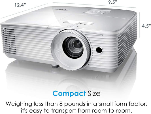 Optoma EH412 1080P HDR DLP Professional Projector | Super Bright 4500 Lumens | Business Presentations, Classrooms, and Meeting Rooms | 15000 Hour Lamp Life | 4K HDR Input | Speaker Built in , White