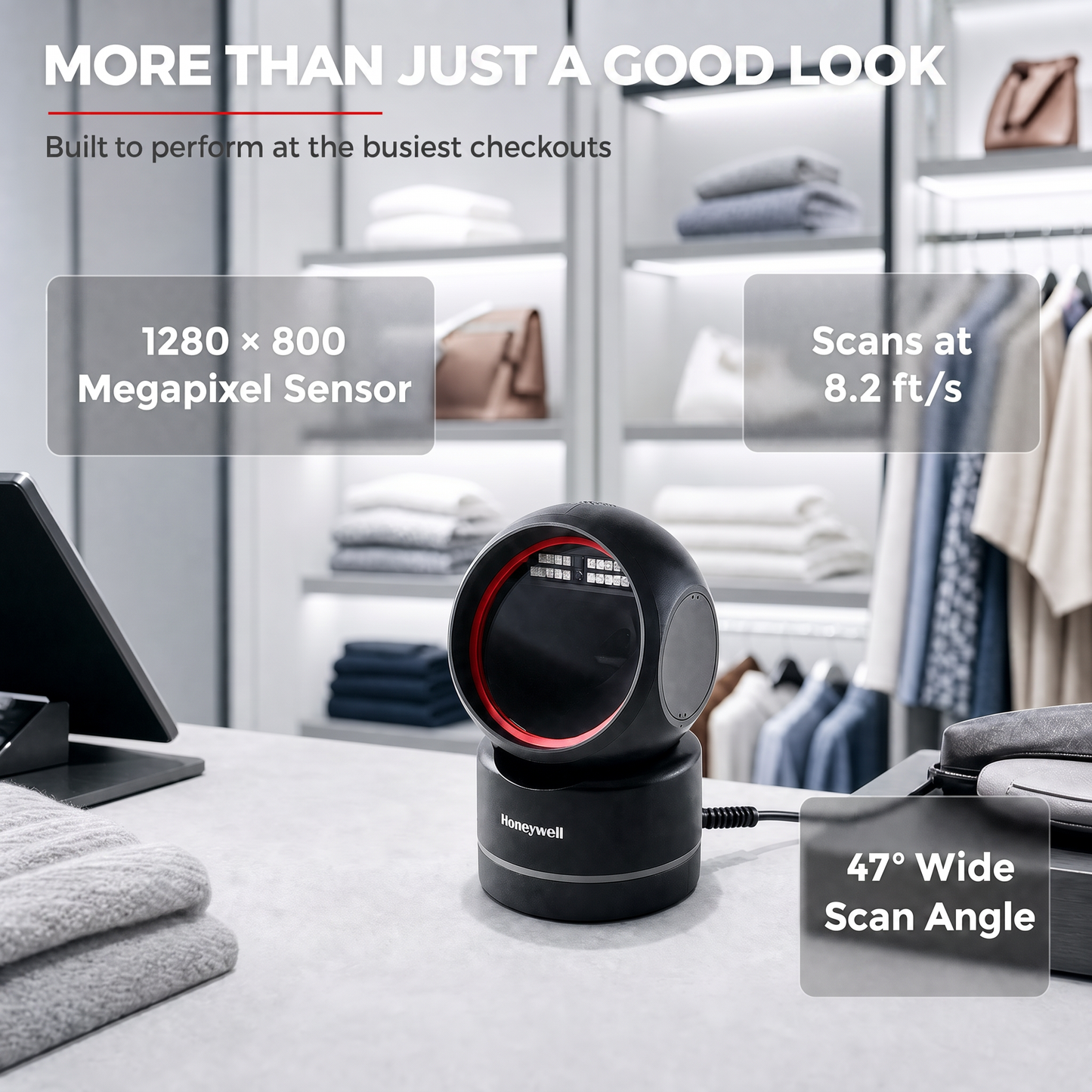 Honeywell HF680 Orbit 2D Hands-Free Presentation Scanner for Retail POS