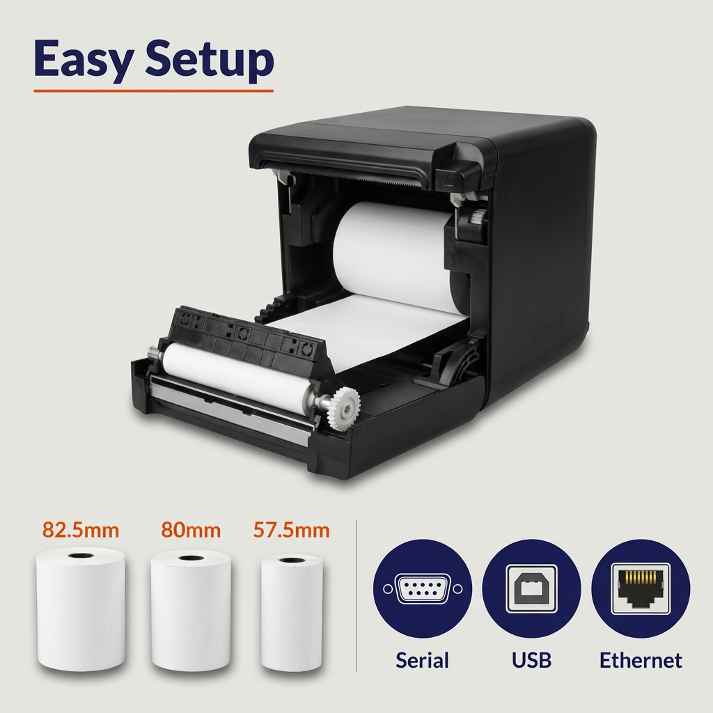 SNBC S80 80mm Thermal Receipt Printer with Triple Interface for Retail and Restaurant POS Systems