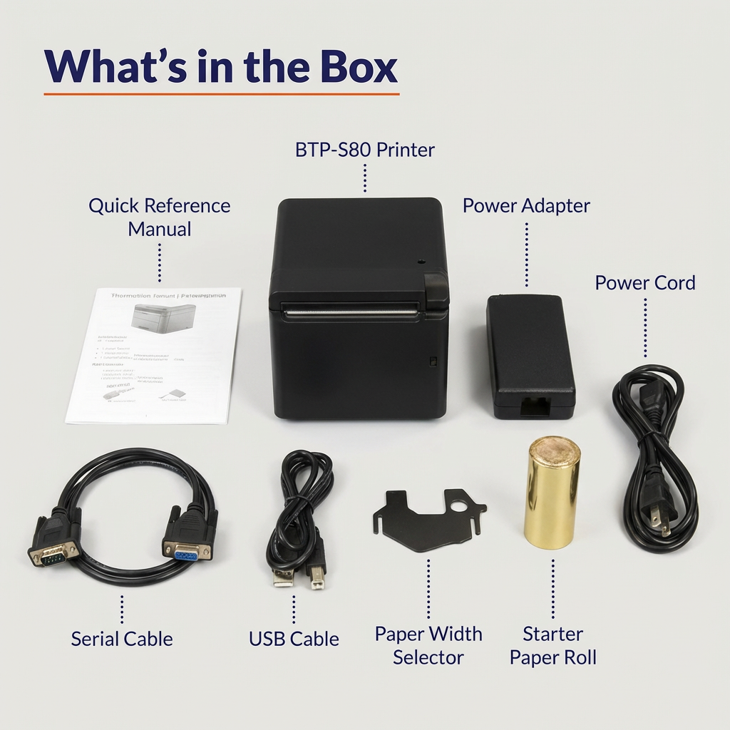SNBC S80 80mm Thermal Receipt Printer with Triple Interface for Retail and Restaurant POS Systems