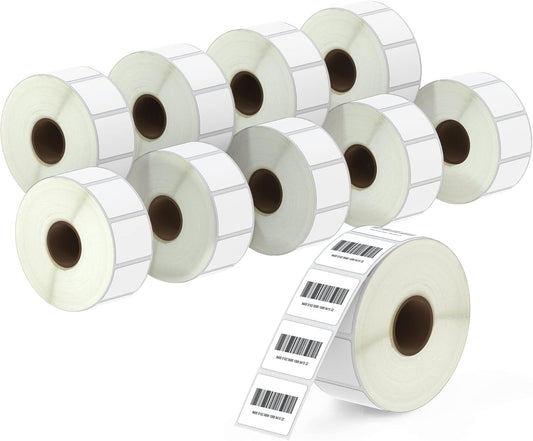 Thermal label 1.25" x 1" (32 mm x 25 mm) Barcode & Address Labels Compatible with Zebra & More Label Printer, Premium Adhesive & Perforated [10 Rolls, 13800 Labels]