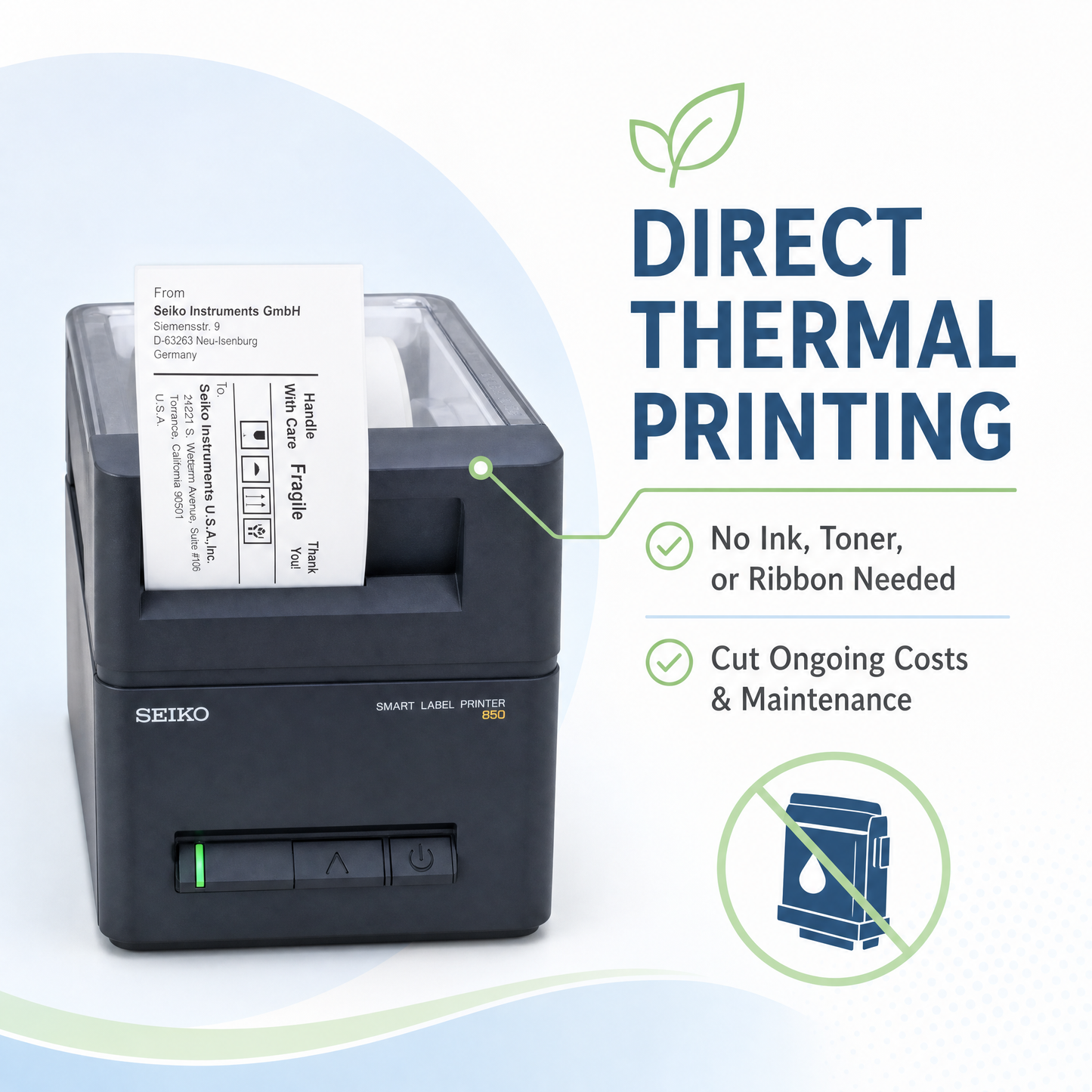 Seiko SLP850-UK0C11-13 Smart Label Printer with Liner-Free Support and 300 DPI Resolution