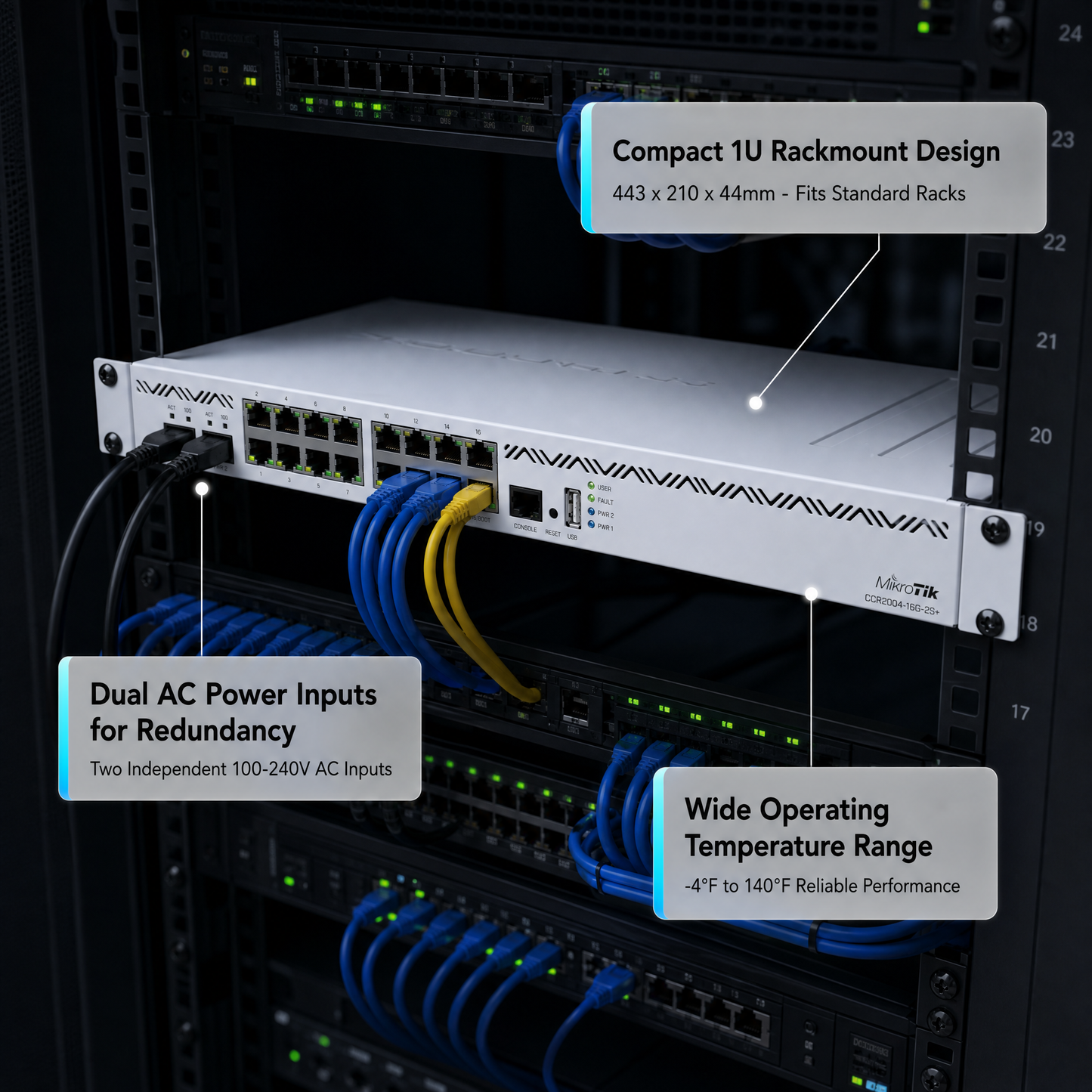 MikroTik CCR2004-16G-2S+ Quad-Core Cloud Core Router with 16x Gigabit Ports and 2x 10G SFP+