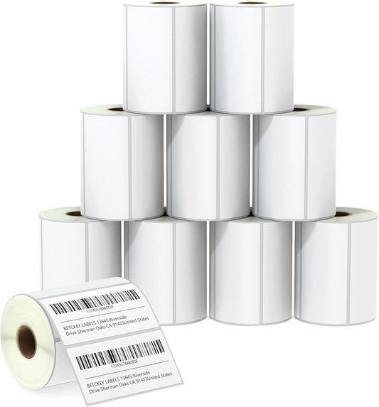 Thermal label 4" x 2" (102 mm x 51 mm) Barcode Shipping & Multipurpose Labels Compatible with Zebra & Rollo Label Printer, Premium Adhesive & Perforated [10 Rolls, 7500 Labels]