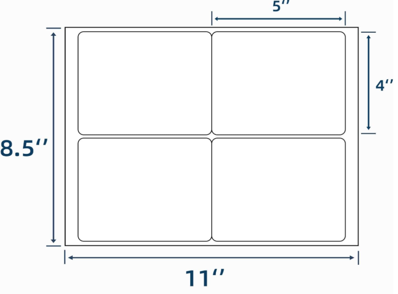 Laser and Inkjet Printer label 500 Sheets 2000 Labels 4"x5" 4 Up Shipping Address Labels for Laser & Inkjet Printers, Permanent Adhesive 4 to a Page, 4 Stickers per Sheet