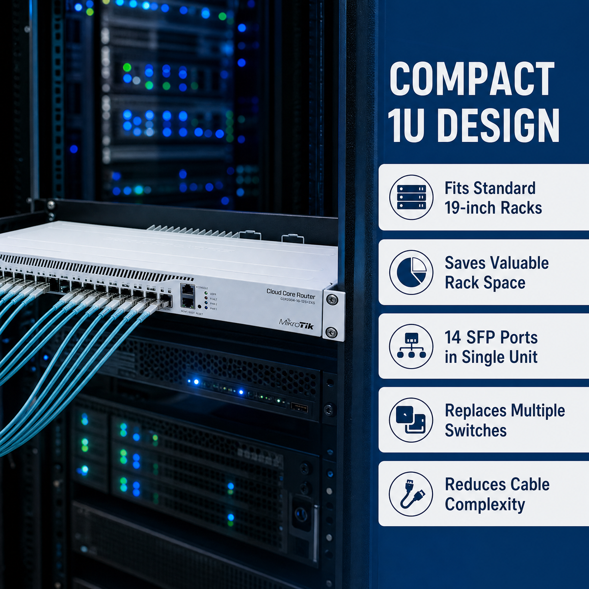 MikroTik CCR2004-1G-12S+2XS Cloud Core Router with 12x 10G SFP+ and 2x 25G SFP28 Ports