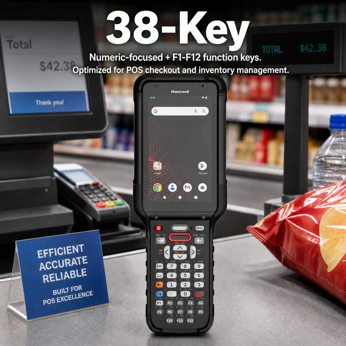 Honeywell CK67 mobile computer with 38-key numeric keypad for POS use
