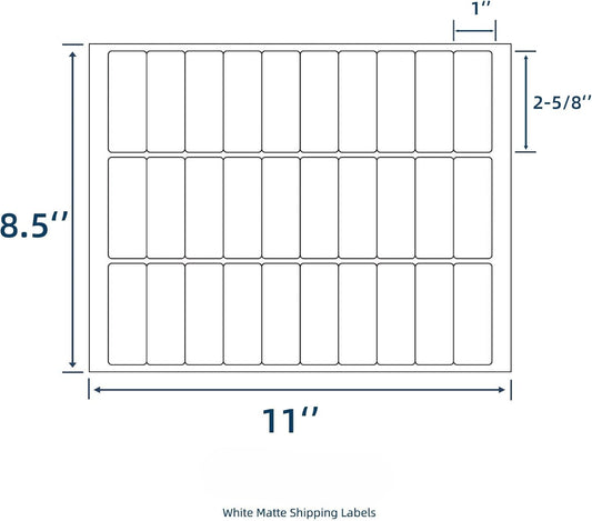 Laser and Inkjet Printer label 500 Sheets 15,000 Labels 30-up 1" x 2-5/8" Shipping & Return Address FBA Labels for Laser & Inkjet Printers, 30 per Sheet, US Letter