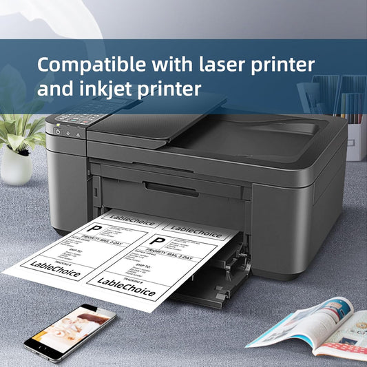 Laser and Inkjet Printer label 500 Sheets 2000 Labels 4"x5" 4 Up Shipping Address Labels for Laser & Inkjet Printers, Permanent Adhesive 4 to a Page, 4 Stickers per Sheet