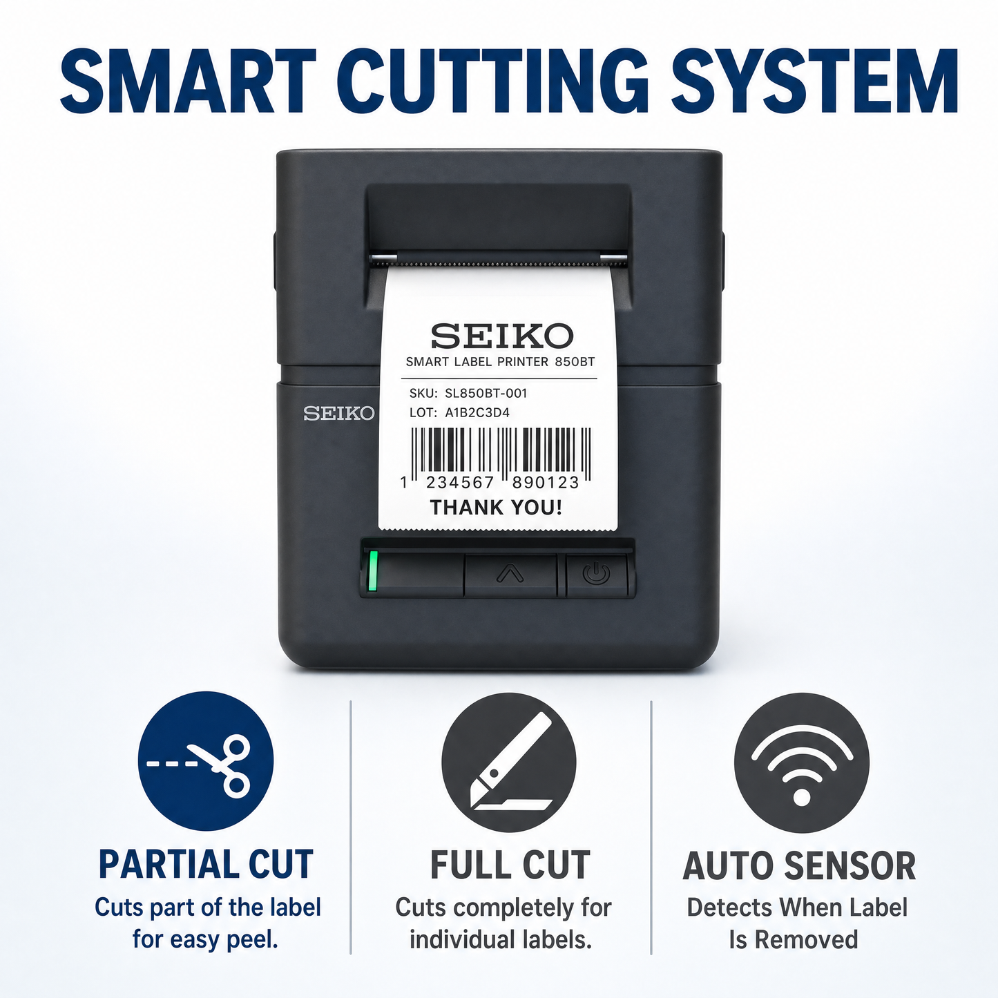 Seiko SLP850-SK0C11-23 Thermal Label Printer with Linerless Support and Serial/USB Connectivity