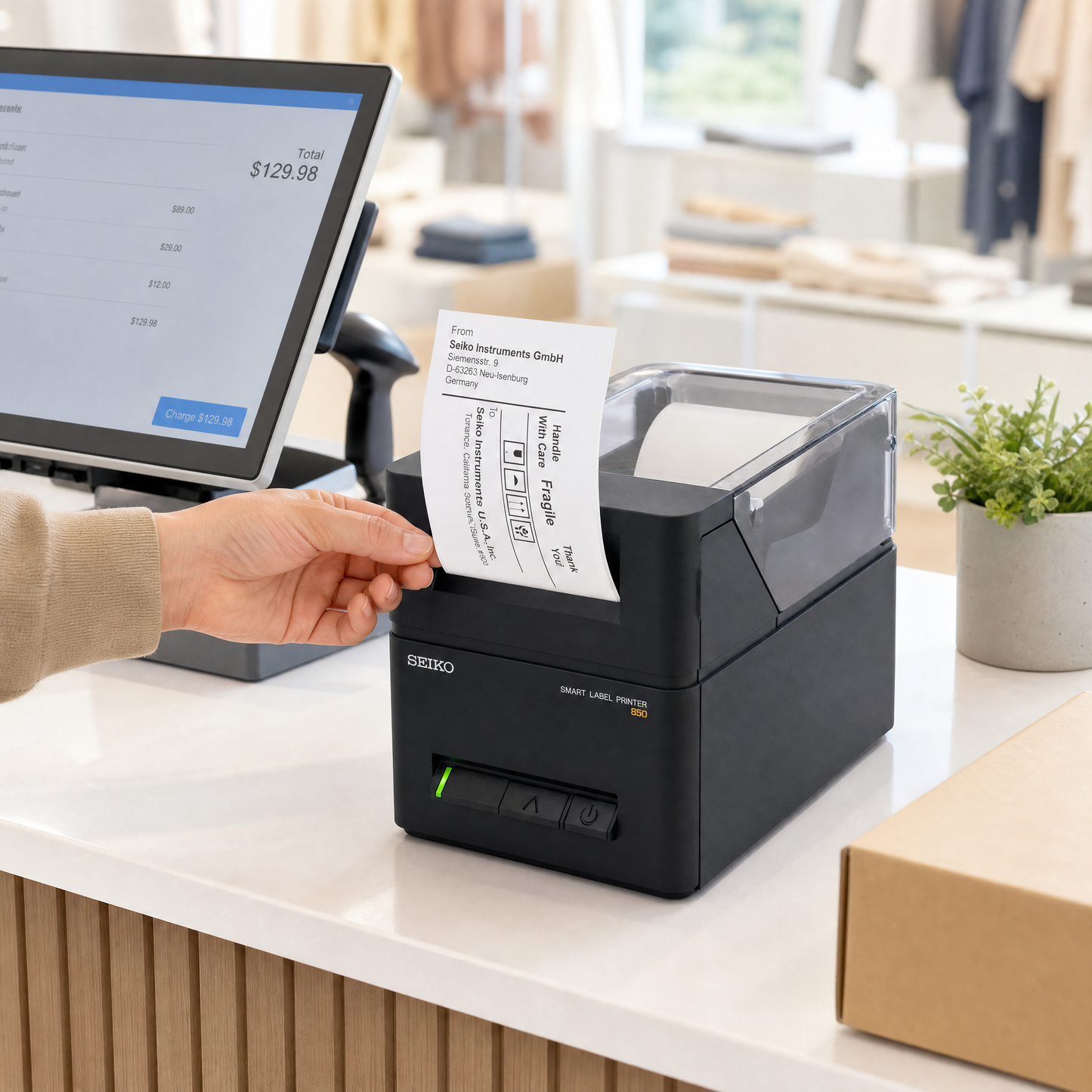 Seiko SLP850-UK0C11-13 Smart Label Printer with Liner-Free Support and 300 DPI Resolution