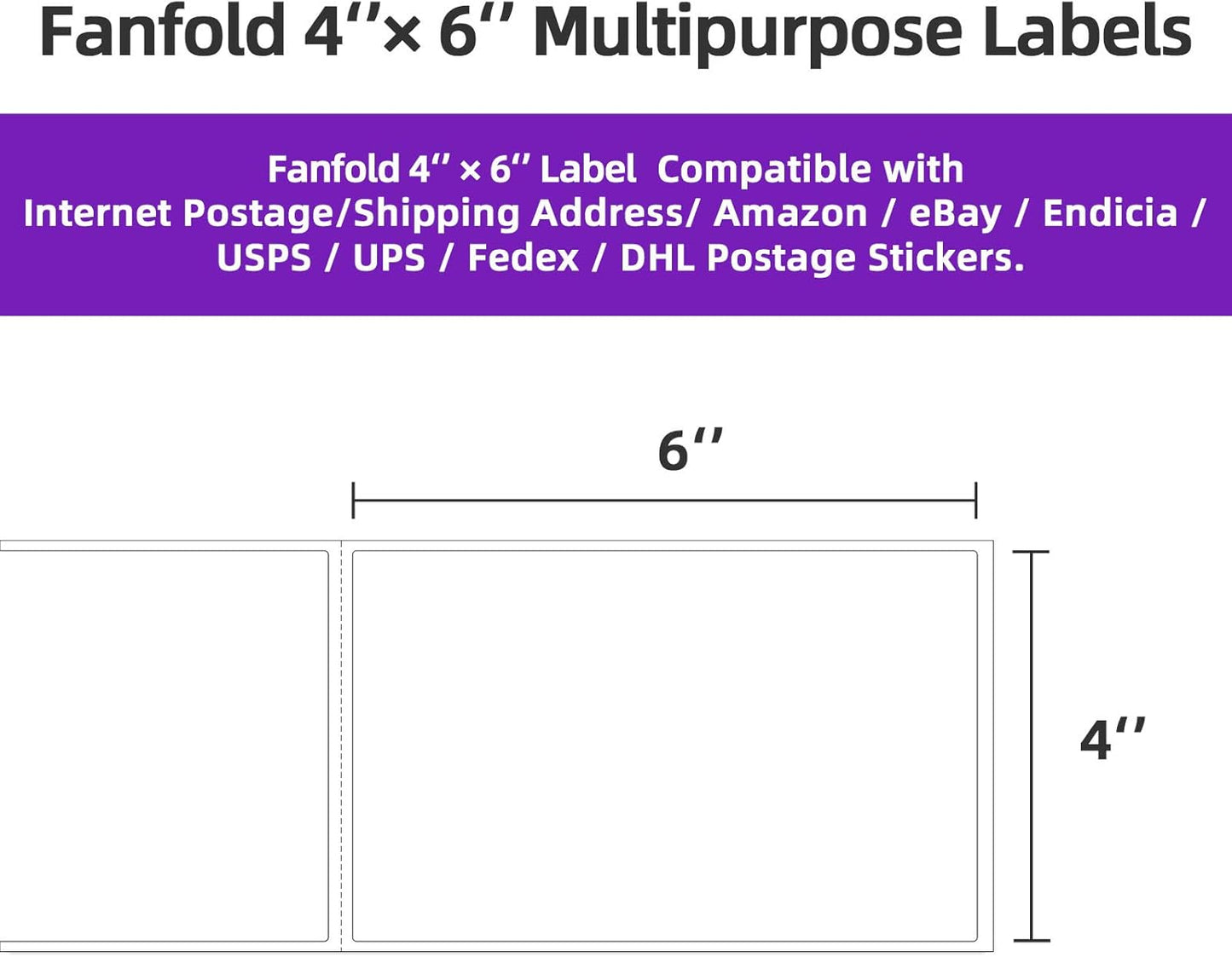 Thermal label 4 Stacks 2000 Labels 4" x 6" Fanfold Direct Thermal Labels, Postage Shipping Labels Paper with Perforated, Strong Adhesive Label for Zebra, Rollo, MUNBYN Thermal Printer,500 Labels per Stack