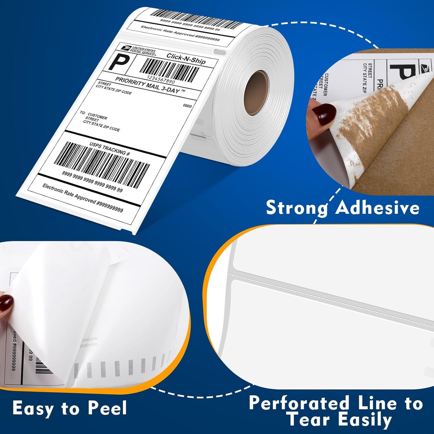 Thermal label 4" x 6" Thermal Shipping Labels, 10 Rolls, Compatible with Rollo, Zebra Jadens, Nelko, Dymo 1744907 4XL -Commercial Grade