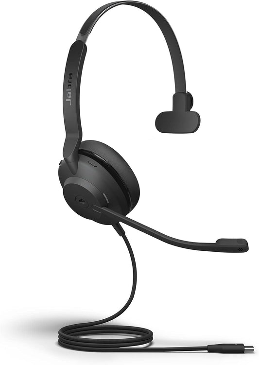 Jabra Evolve2 30 MS Wired Headset, USB-C, Mono, Black – Lightweight, Portable Telephone Headset with 2 Built-in Microphones – Work Headset with Superior Audio and Reliable Comfort