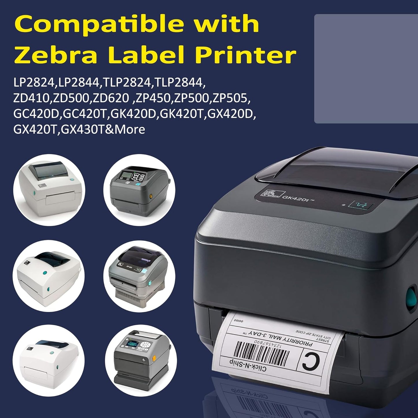 Thermal label 4" x 6" Direct Blank Thermal Shipping Labels with 220 per Roll - Compatible with Zebra 2844 ZP-450 ZP-500 ZP-505 (1 Rolls - 220 Labels)