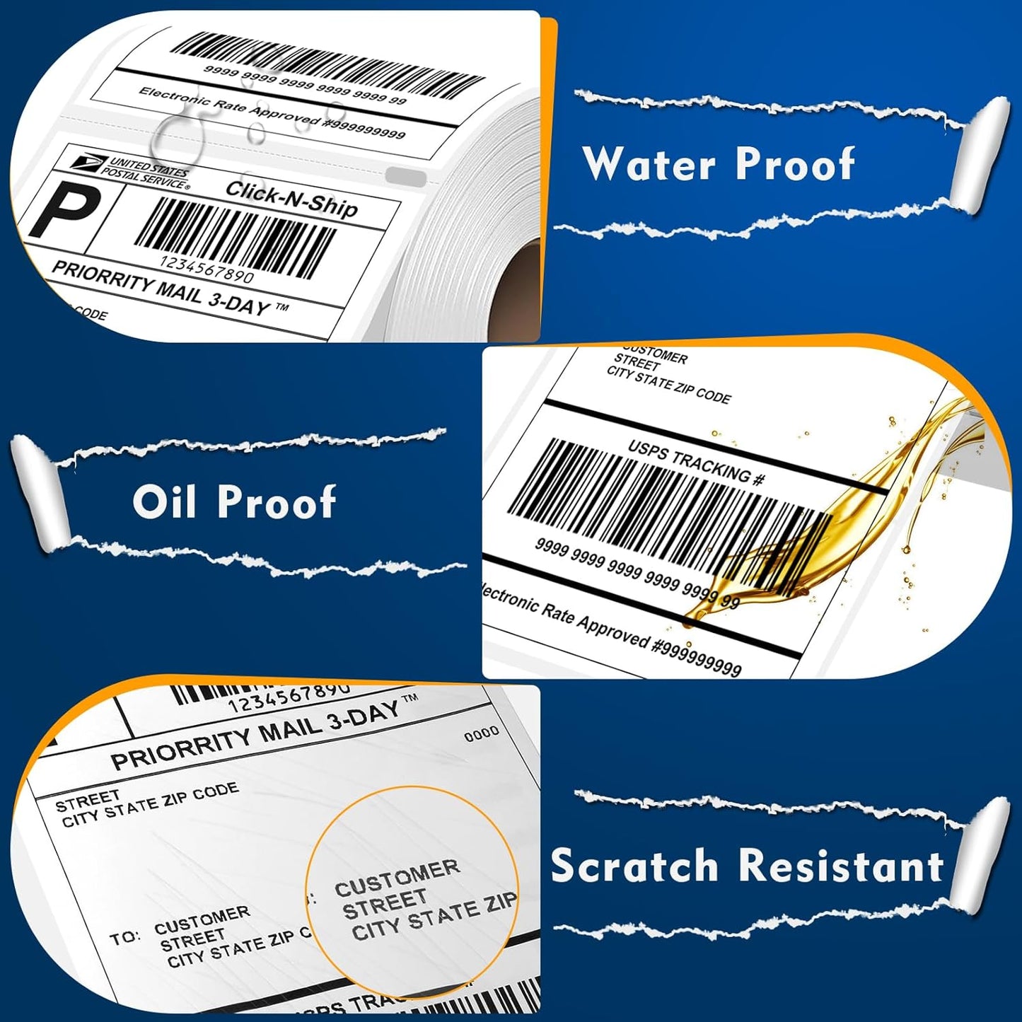 Thermal label 4" x 6" Thermal Shipping Labels, 10 Rolls, Compatible with Rollo, Zebra Jadens, Nelko, Dymo 1744907 4XL -Commercial Grade