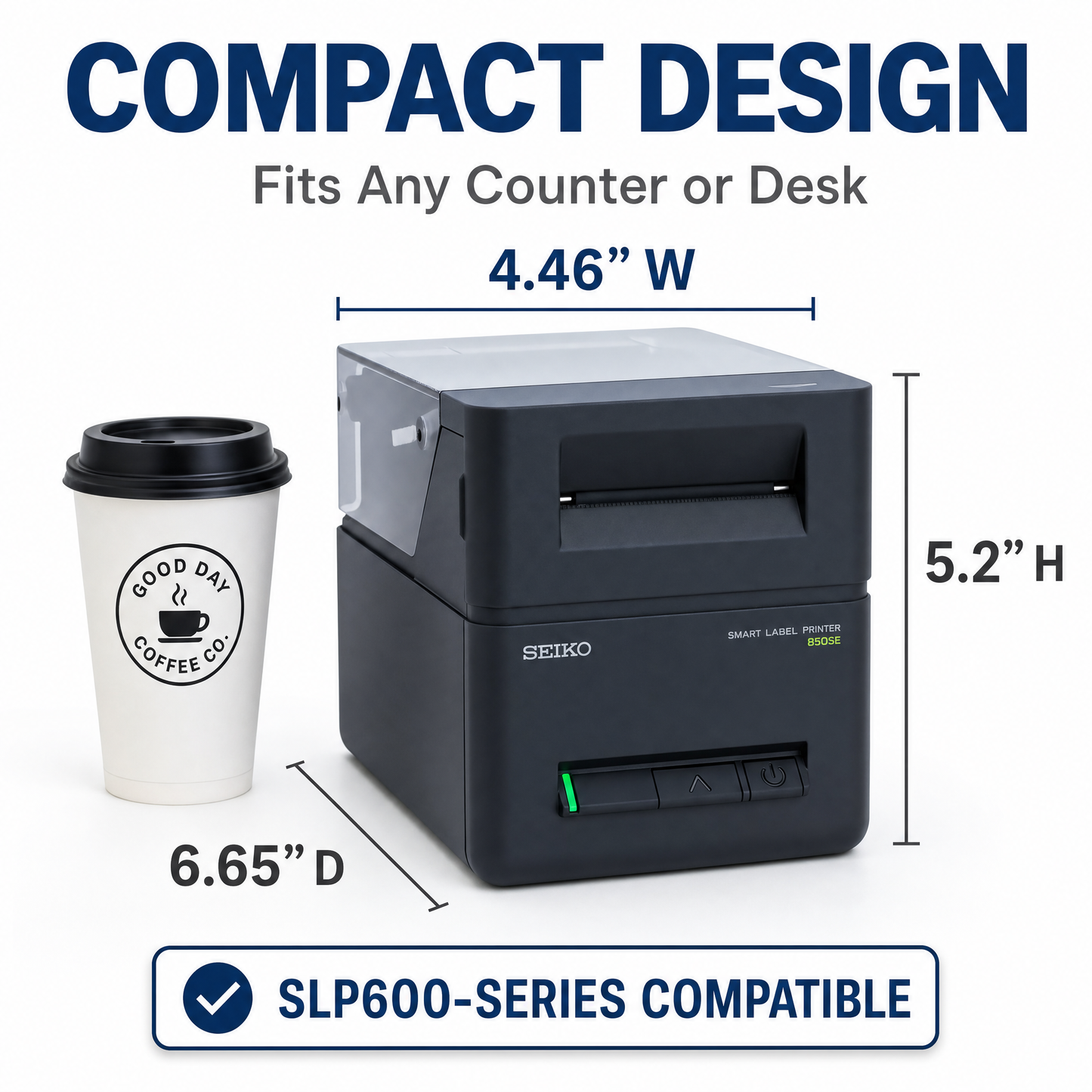 Seiko SLP850-SK0C11-23 Thermal Label Printer with Linerless Support and Serial/USB Connectivity