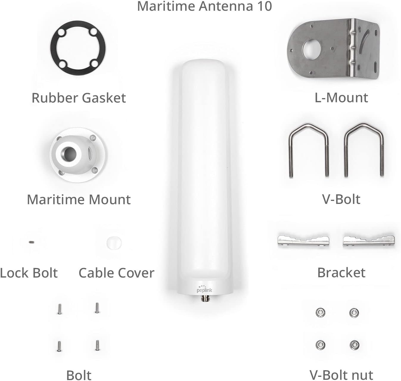 Peplink Cellular & WiFi Antenna Maritime 10 | 5G/LTE Connectivity 2x2 MIMO Dual Band Ultra-Wide Bandwidth | Built-in High Gain Amplifier GPS Receiver | Designed for Long Range and Maritime Excellence