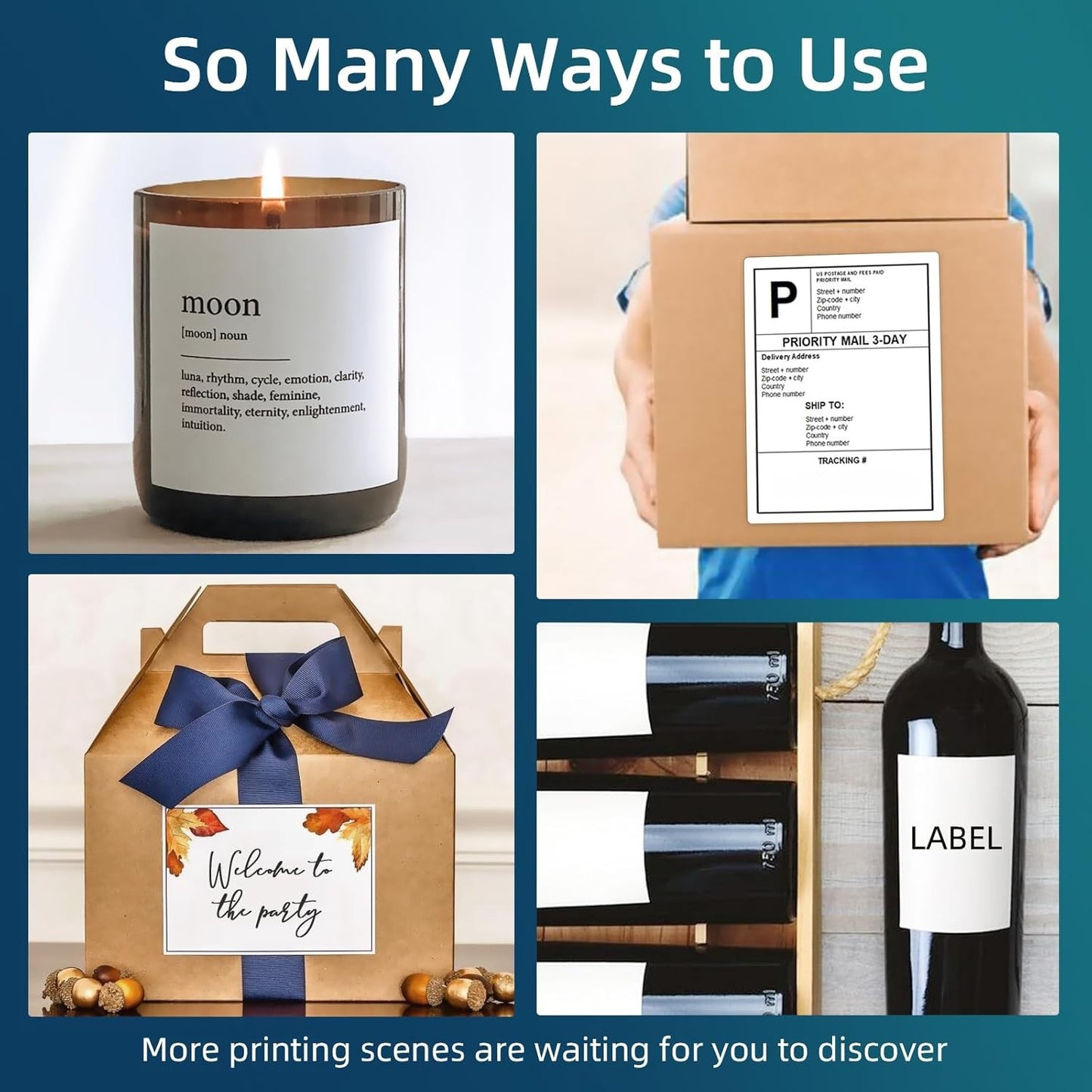 Laser and Inkjet Printer label 500 Sheets 2000 Labels 4"x5" 4 Up Shipping Address Labels for Laser & Inkjet Printers, Permanent Adhesive 4 to a Page, 4 Stickers per Sheet