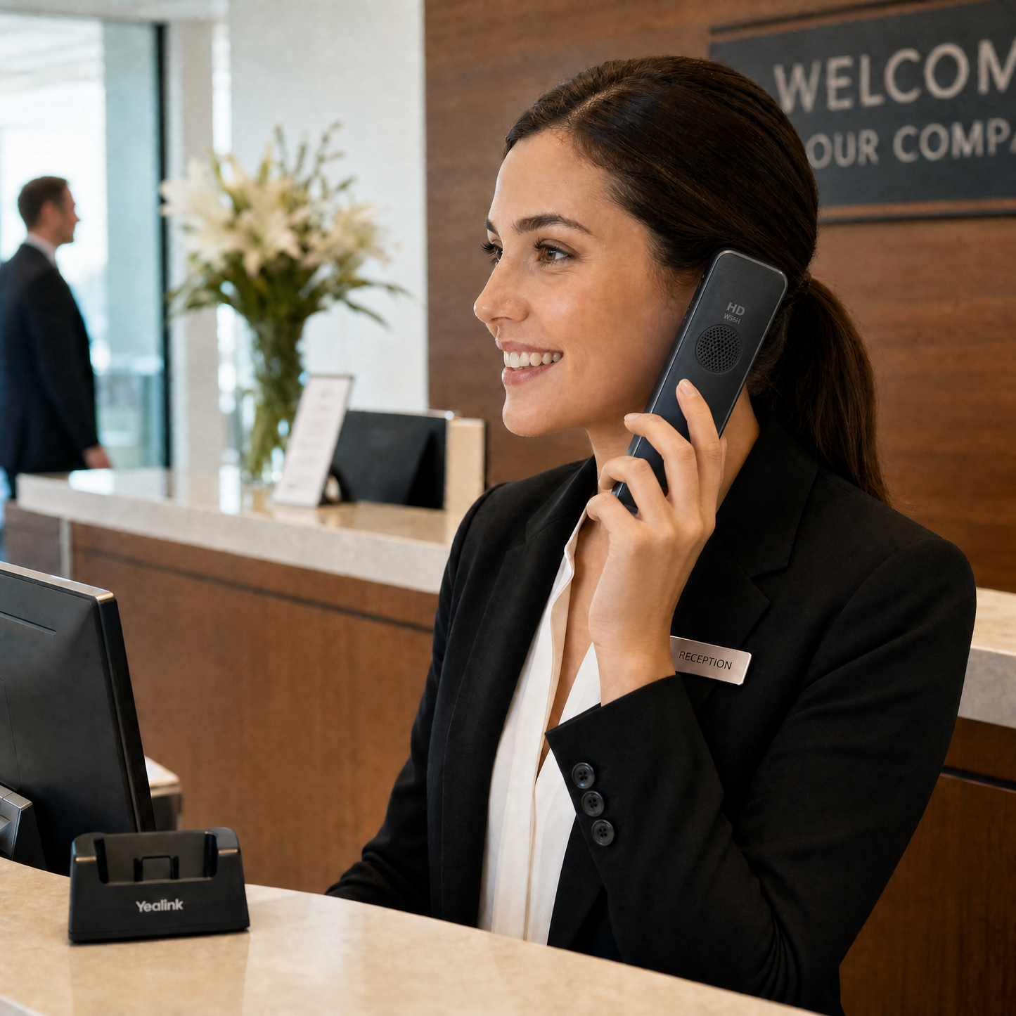 Yealink W56H DECT Wireless Handset with 2.4" Color Display and HD Audio for Business IP Telephony