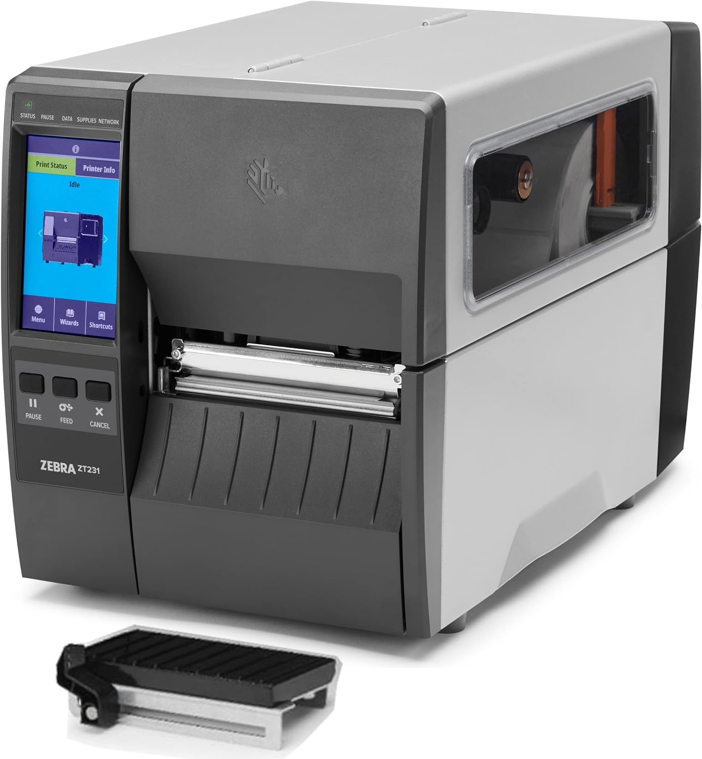 Zebra ZT231 ZT23142-T01000FZ Thermal Transfer and Direct Thermal Industrial Barcode Label Printer - USB, Serial, Ethernet, Bluetooth Connectivity - 203 dpi, 4 Inch Print Width, Touch Display, Tear Bar