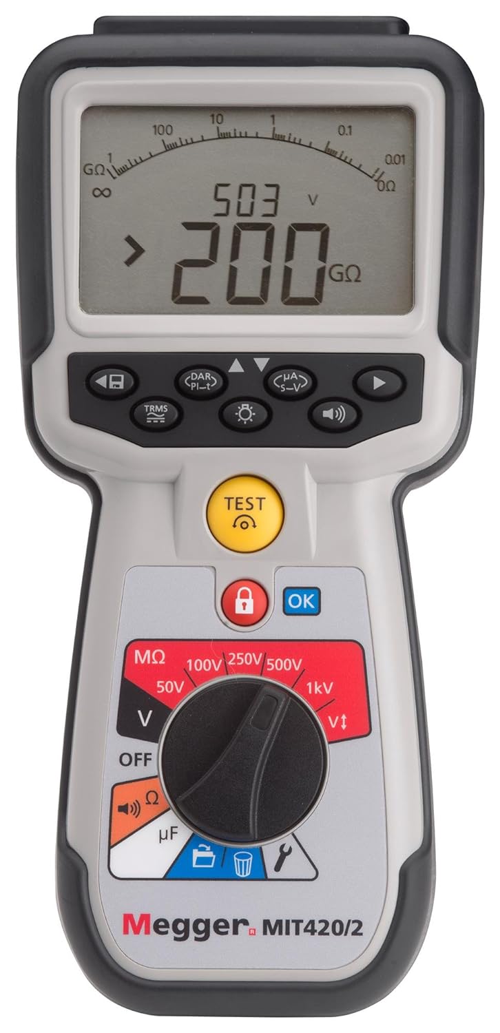 Megger MIT420/2 (1006-740) Insulation/Continuity Tester w/Storage, PI, DAR 50V/100V/250V/500V/1000V (Copy)