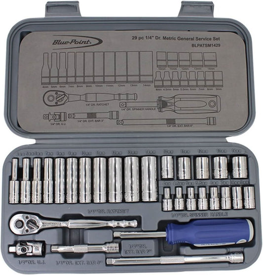 Blue point 29pcs 1/4Dr. Socket Set 6 Point BLPATSM1429