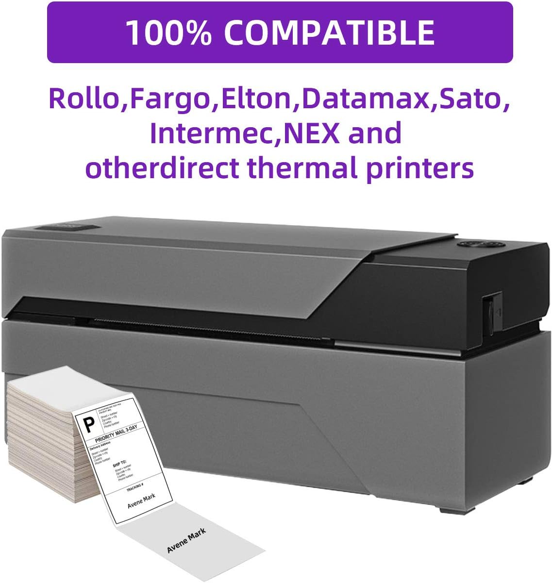 Thermal label 4 Stacks 2000 Labels 4" x 6" Fanfold Direct Thermal Labels, Postage Shipping Labels Paper with Perforated, Strong Adhesive Label for Zebra, Rollo, MUNBYN Thermal Printer,500 Labels per Stack
