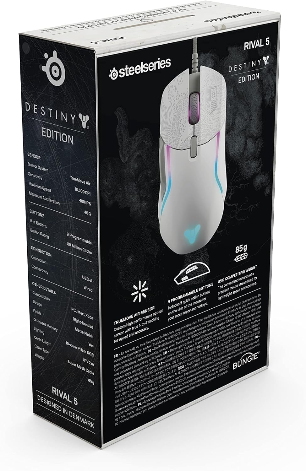 Rival 5 Destiny 2 Edition - Wired Gaming Mouse - FPS, MOBA, MMO, Battle Royale - 18,000 CPI TrueMove Air Optical Sensor - 9 Programmable Buttons - 85g Competitive Weight