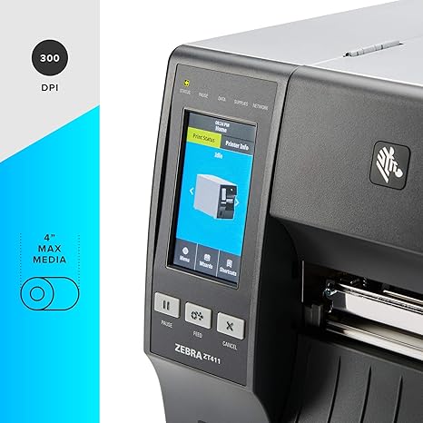 ZEBRA ZT411 Thermal Transfer Industrial Printer 300 dpi Print Width 4 Inches Features Serial, USB, Ethernet, and Bluetooth Connectivity ZT41143-T010000Z