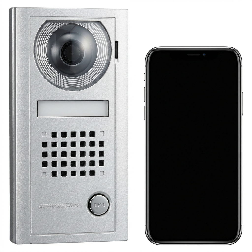 Aiphone AX-DV Surface-Mount Audio/Video Door Station — Cast-Aluminum Vandal-Resistant Housing, 1/4" Color CCD Camera, Illuminated Directory, Cat-5e RJ45 Wiring, AX Series Compatible