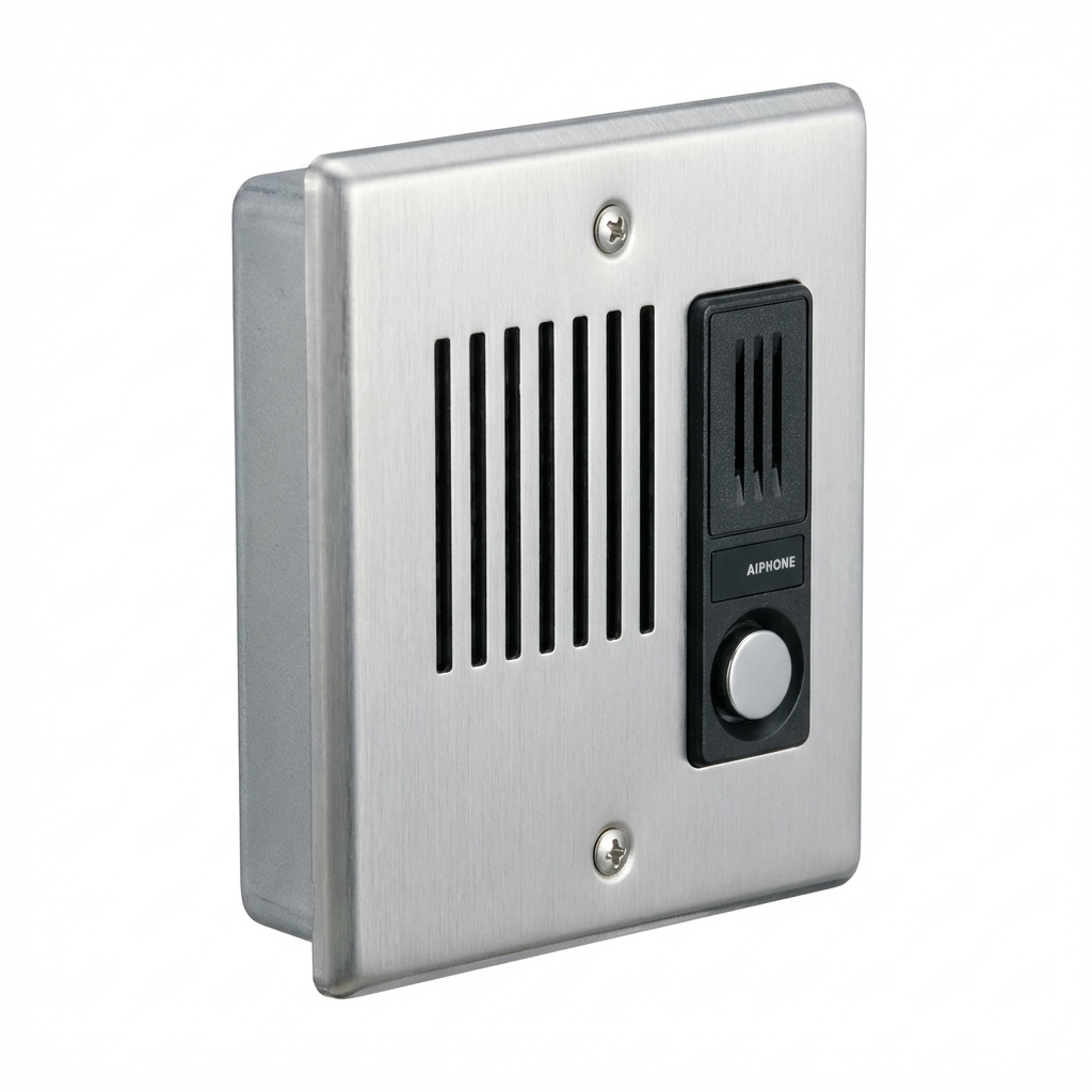 Aiphone LE-DA Flush Mount Audio Door Station — Stainless Steel Faceplate, IP33 Weather & Vandal Resistant, Hands-Free, 2-Gang Flush or Surface Mount, LEF/LEM Series Compatible